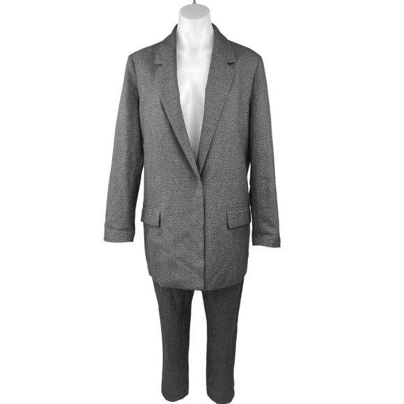 AllSaints Anneka Gray Check Plaid Tailored Blazer Jacket & Trousers Pants Set 4 - Picture 1 of 12